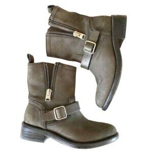 Allsaints Classic Leather Motorcycle Biker Boots EU 37/US 6 Gray Moto